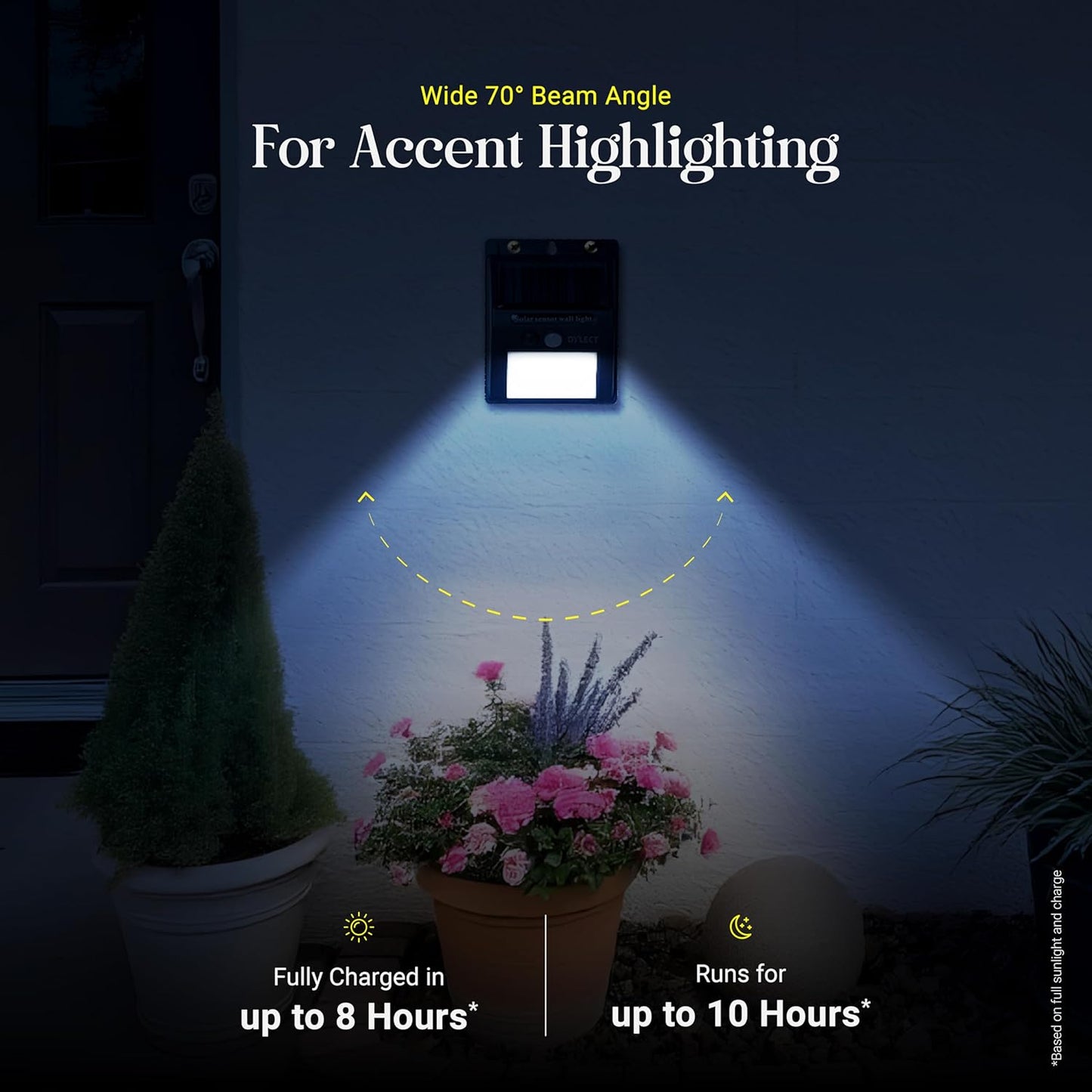 Eco Motion Sensor Solar Wall Light for Gate, Garden, Home Entrance, Parking, Terrace | 3 in 1 Modes, IP64 Waterproof, Upto 10 Hr Runtime, Easy Installation Bright Cool White GenzVybs