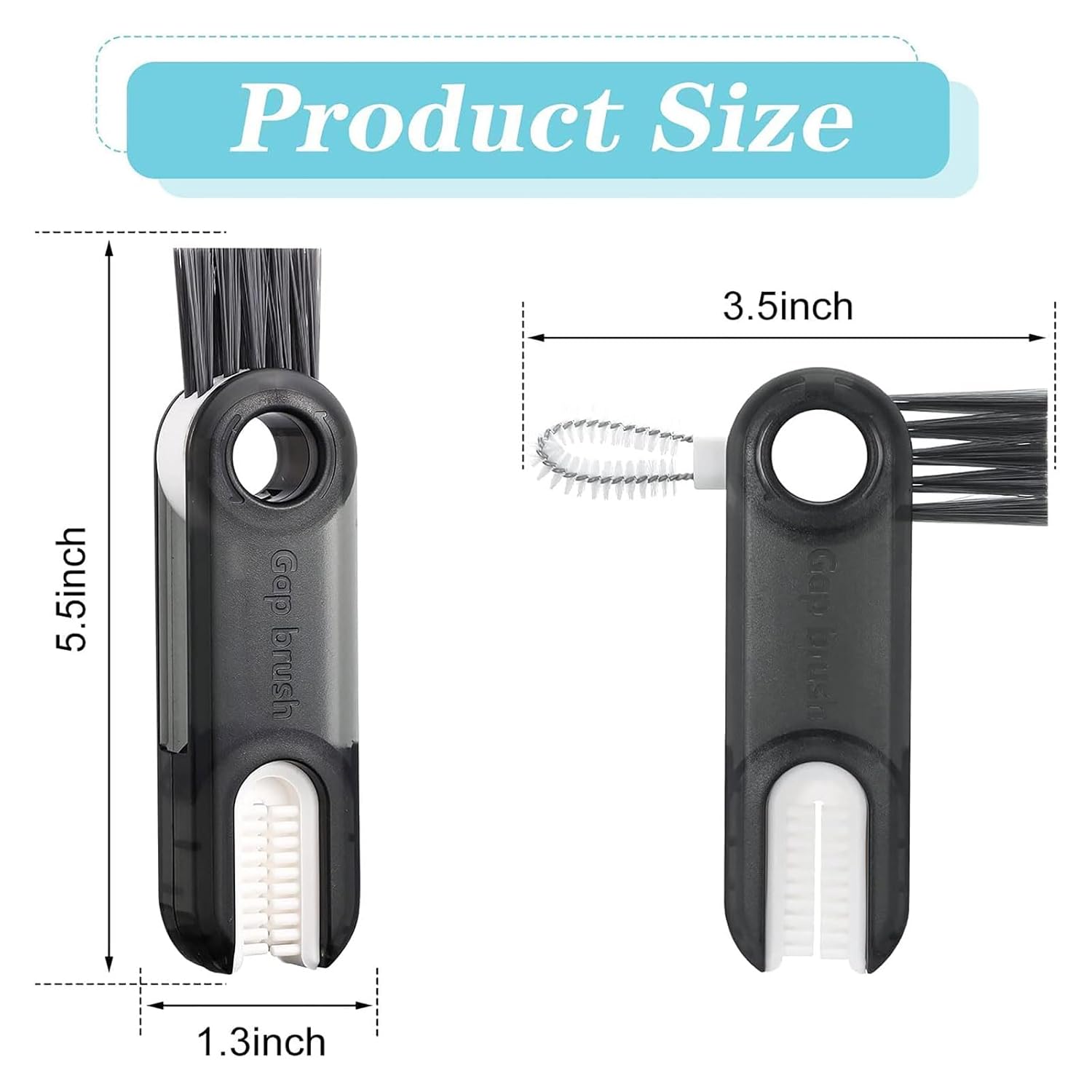 Polypropylene Pack of 2 3 in 1 Multifunctional Bottle Cleaning Brush for Bottle Cap|Cup Cleaner Brush|Multipurpose Tool for Crevices, Grooves, Lid, Straw|Cup Lid Gap Cleaning Brush GenzVybs