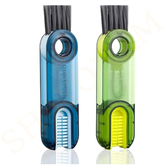 Polypropylene Pack of 2 3 in 1 Multifunctional Bottle Cleaning Brush for Bottle Cap|Cup Cleaner Brush|Multipurpose Tool for Crevices, Grooves, Lid, Straw|Cup Lid Gap Cleaning Brush GenzVybs
