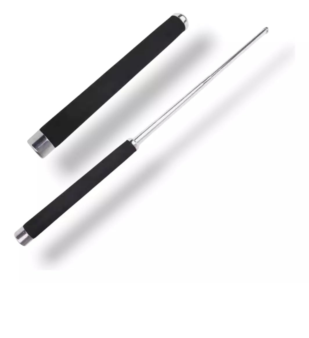 Stainless Steel Self-Defense Foldable Pointer & Safety Hiking Stick | Compact, Extendable Wand with Comfortable Grip & Nylon Bag | Ideal for Car, Office, Indoor & Outdoor Use GenzVybs